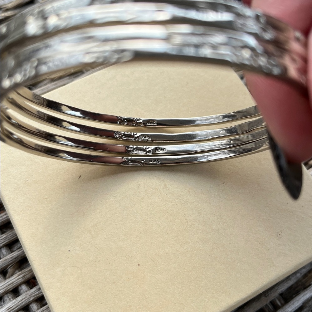 sterling silver bangle set of 4 - Picture 5 of 7